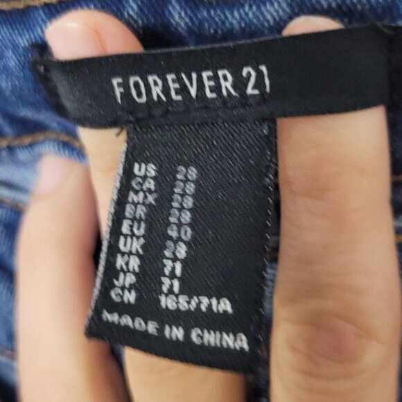 Forever 21 Women's Blue Denim Front Zip Regular Fit Pocket Skinny Jeans Size 28 - Picture 6 of 11